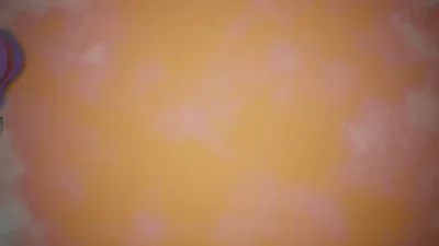 An Hot Air Balloon Against An Abstract Pink And Orange Watercolor Background Texture