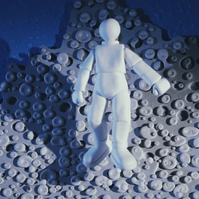 White Mannequin Floating Above Textured Surface