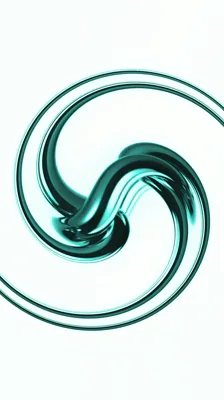 Abstract Teal Metallic Swirl Rotating On White Background
