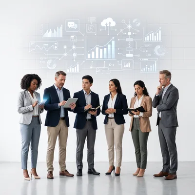 Diverse Business Team Collaborating With Digital Data Analytics