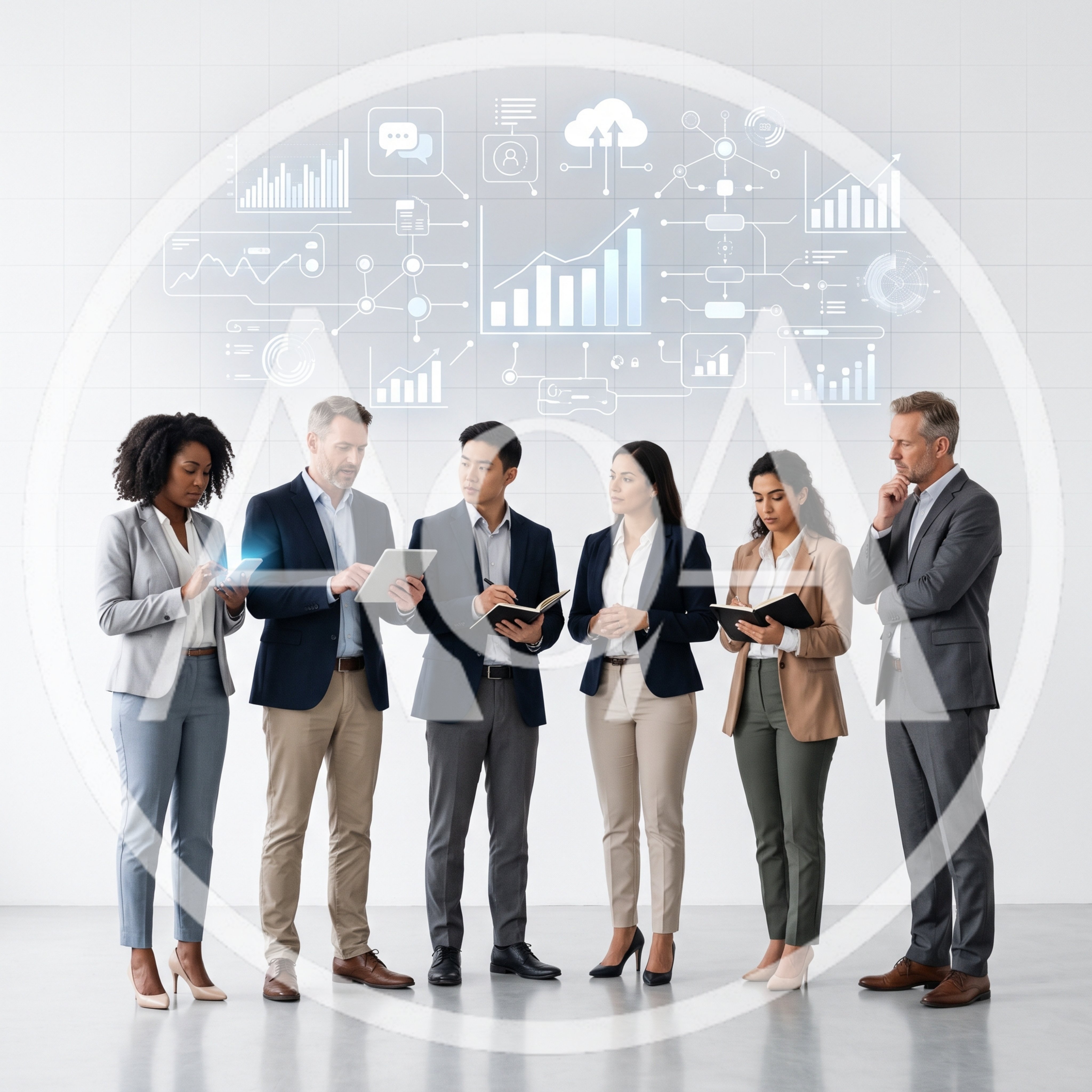 Diverse Business Team Collaborating With Digital Data Analytics