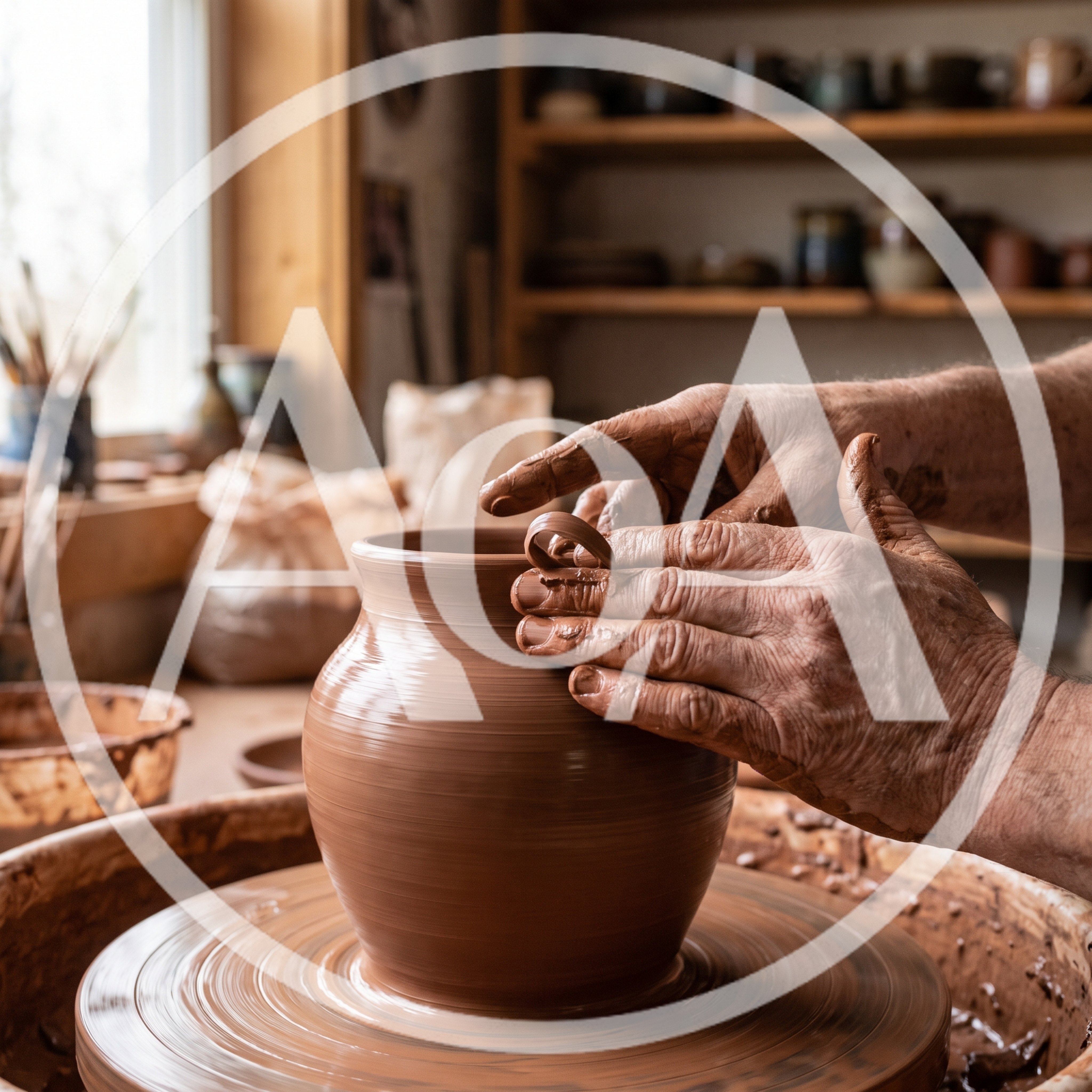 Potter Shaping Clay Vase On A Pottery Wheel