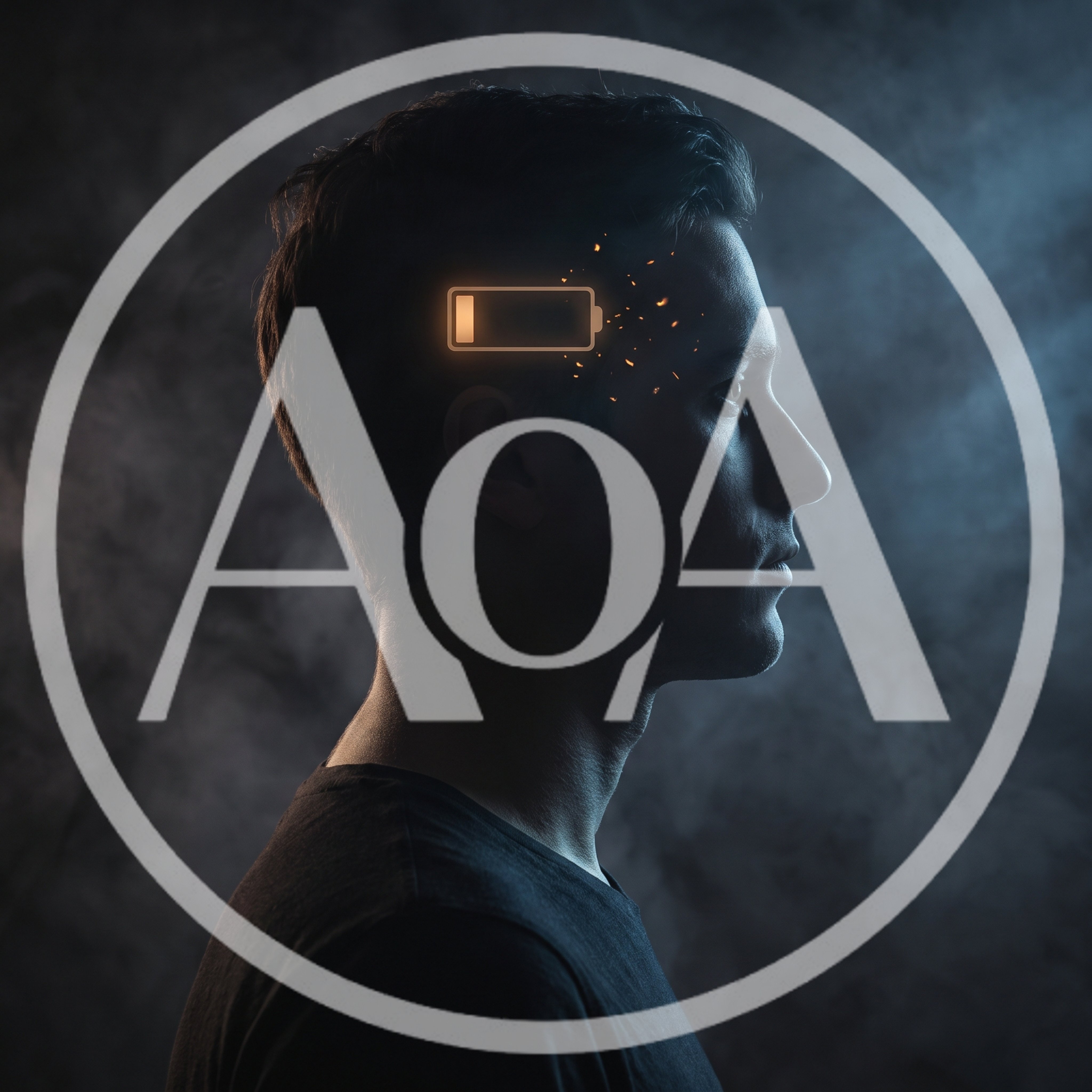 Profile Of A Man With A Low Battery Icon