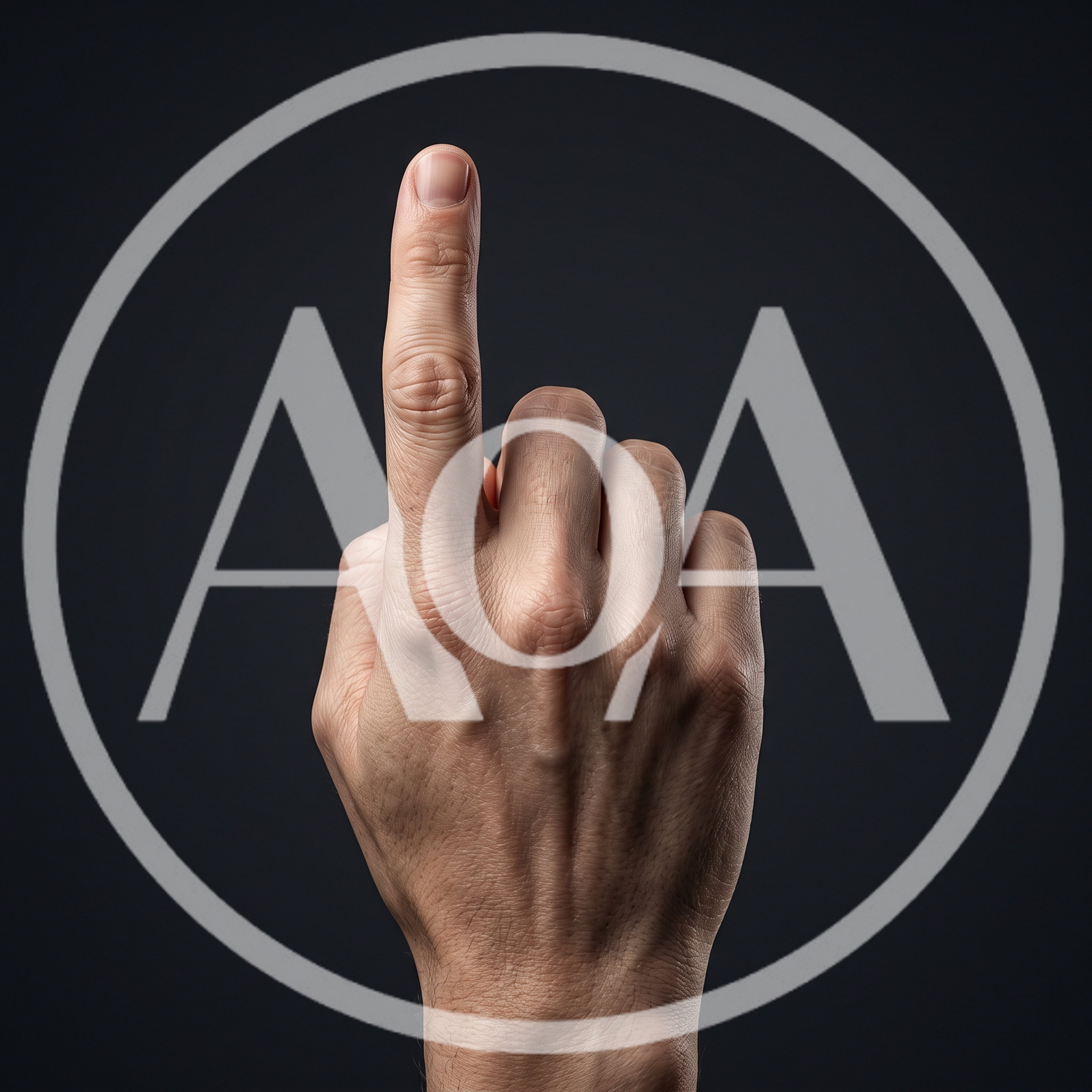 Human Hand Pointing Upward Against Dark Background