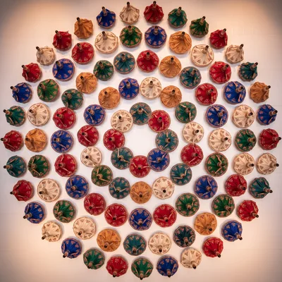 Circular Arrangement Of Miniature Dancers In Traditional Attire