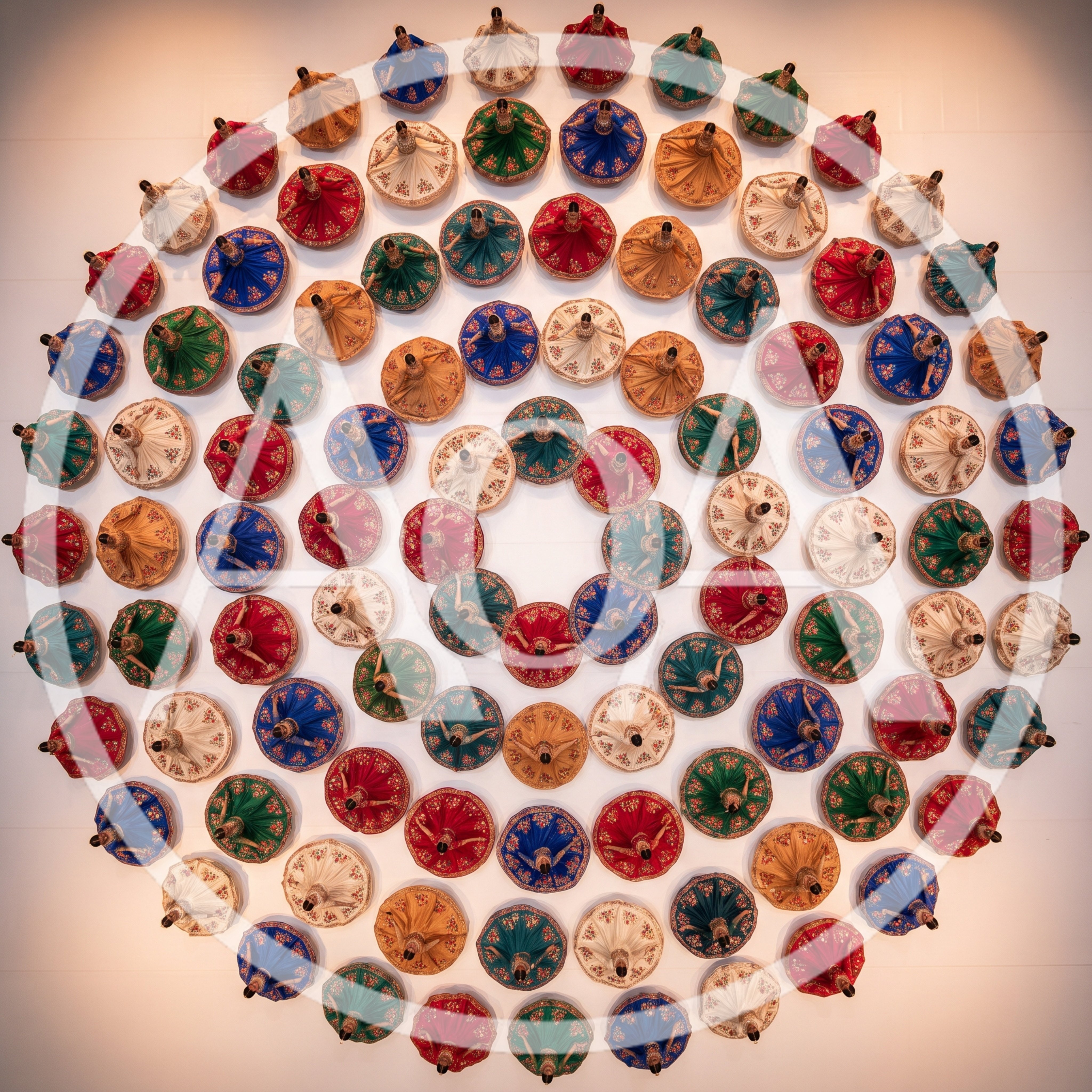 Circular Arrangement Of Miniature Dancers In Traditional Attire