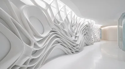 Futuristic White Organic Architectural Wall Design