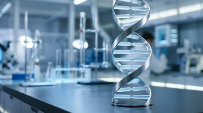 DNA Helix Model On Laboratory Table