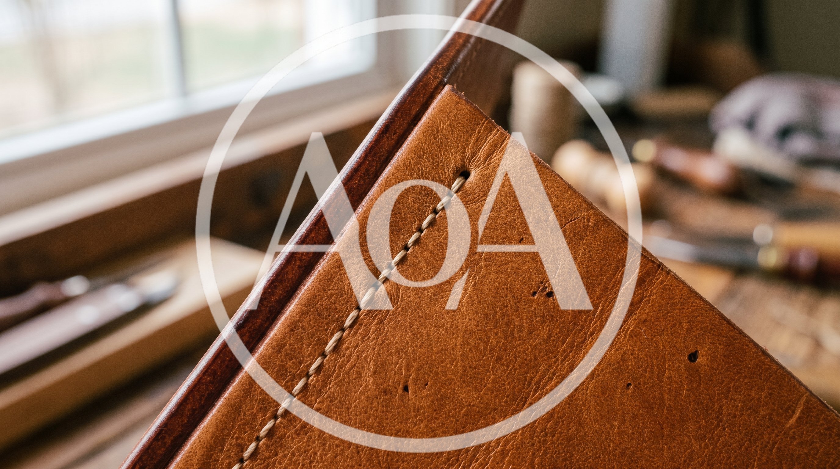 Close Up Of Hand Stitched Leather Crafting
