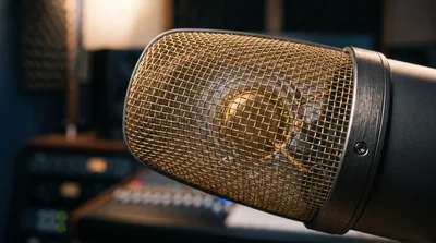 Close Up Of A Professional Studio Condenser Microphone