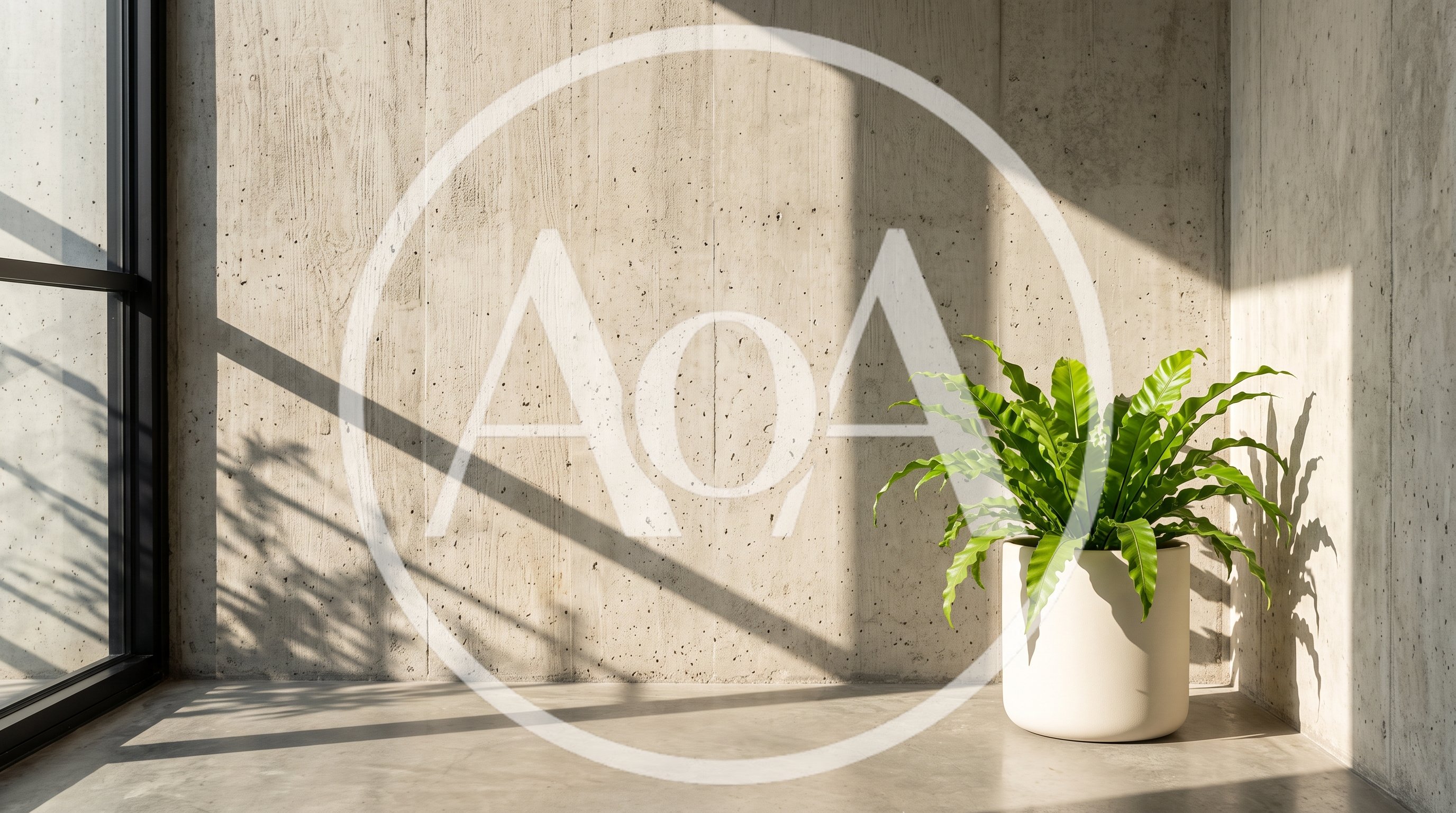 Potted Fern Plant Against Concrete Wall