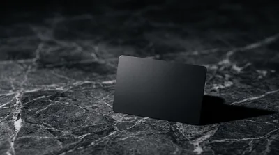 Blank Black Credit Card On Dark Marble Surface