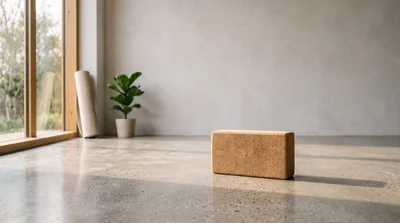 Cork Yoga Block on Polished Concrete Floor