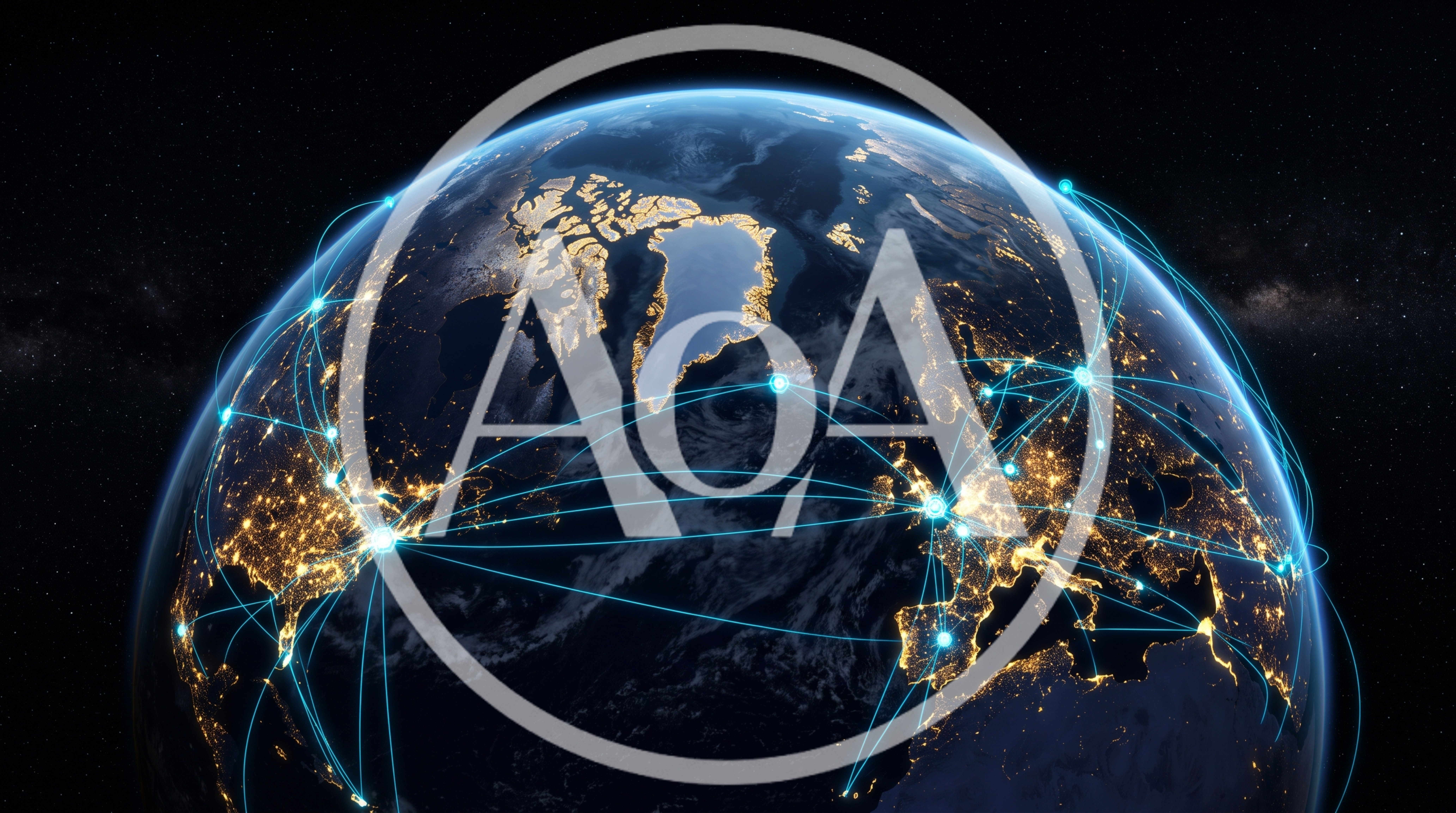 Digital Global Network Connections Over Earth