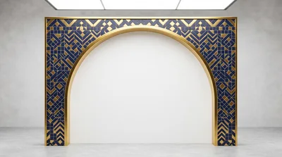 Decorative Gold And Blue Archway Backdrop