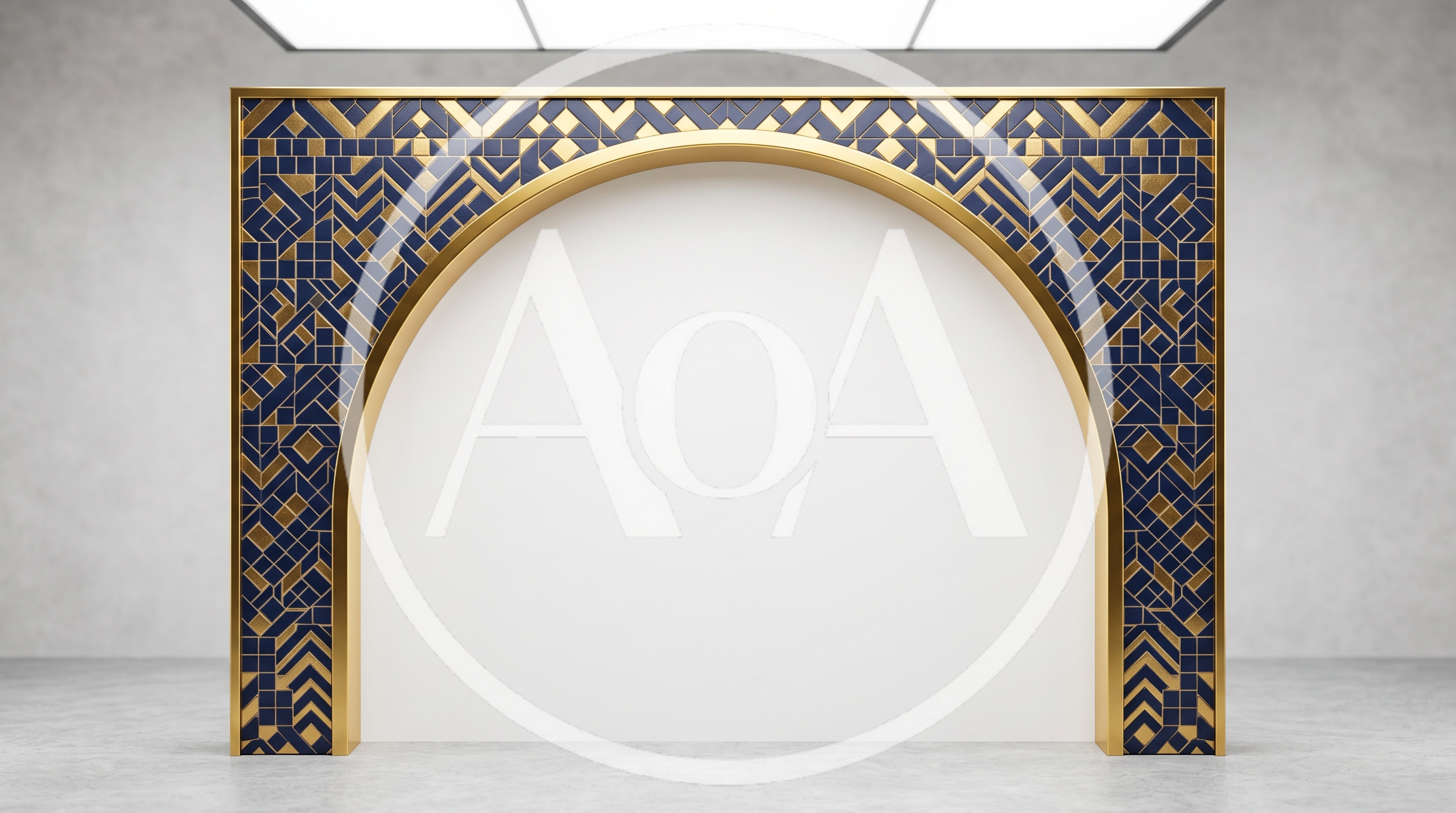 Decorative Gold And Blue Archway Backdrop