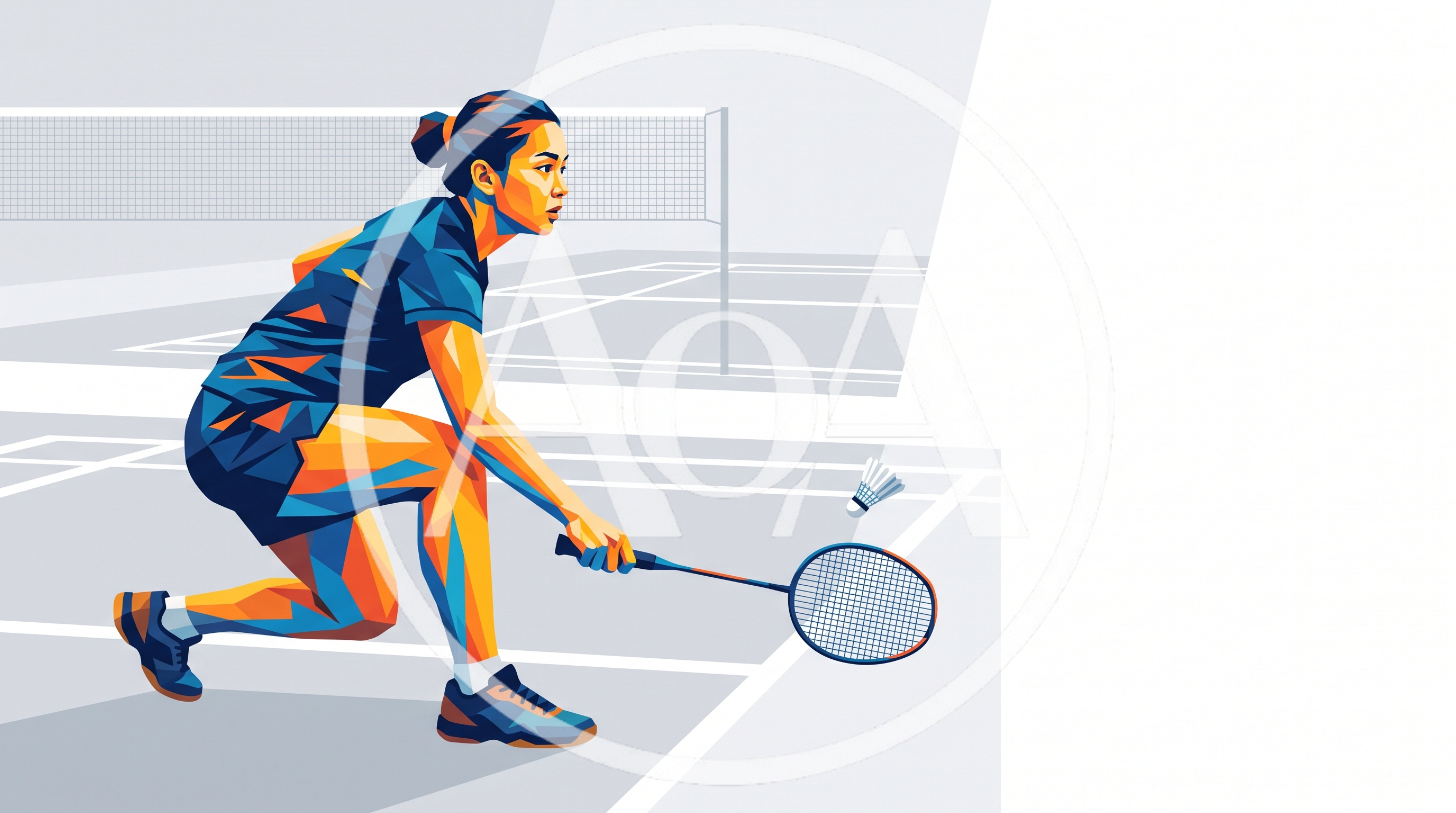 Low Poly Illustration Of A Female Badminton Player