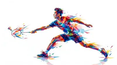 Abstract Geometric Illustration of a Badminton Player