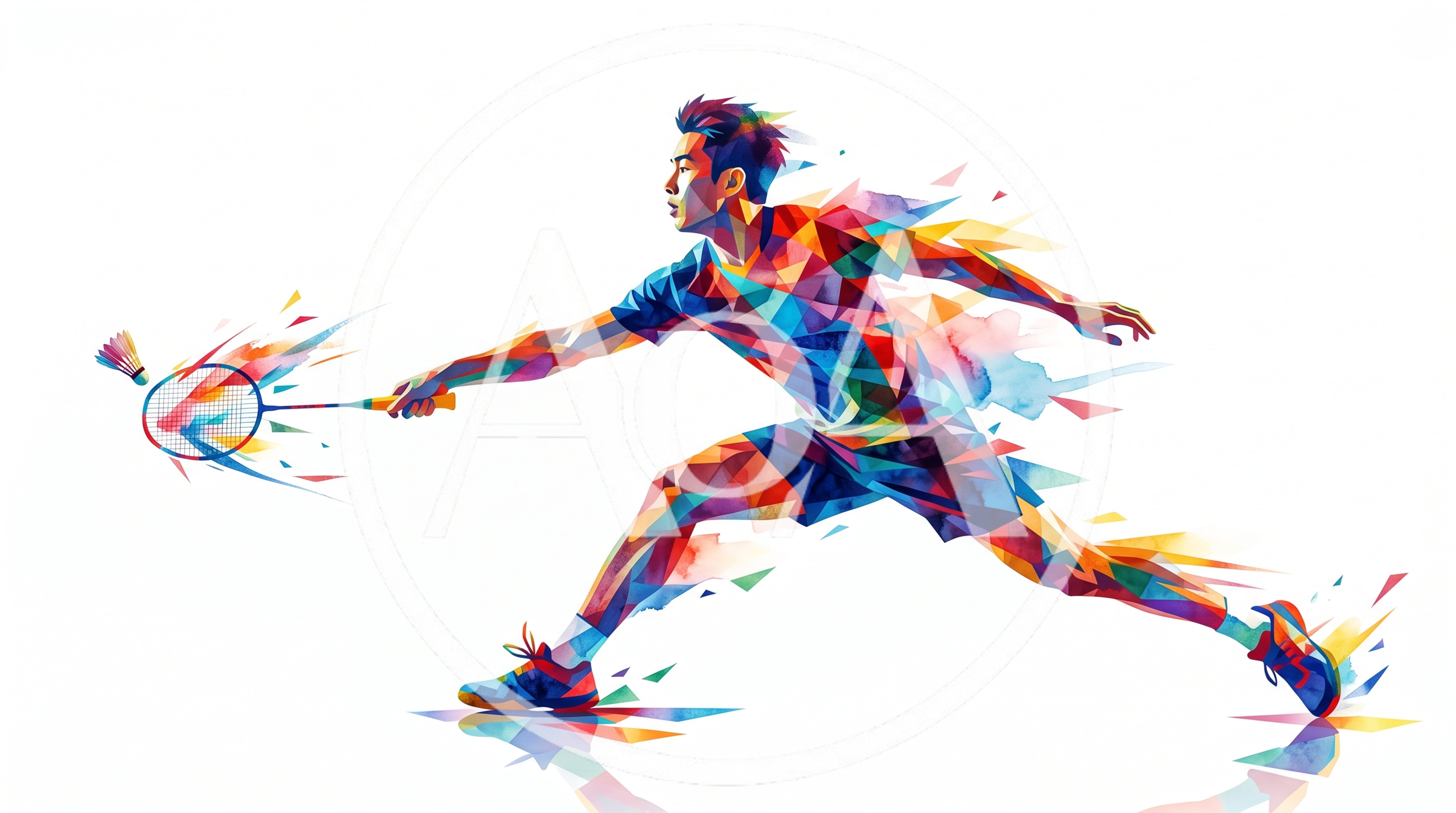 Abstract Geometric Illustration of a Badminton Player