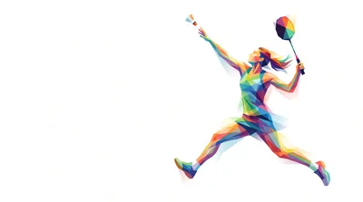 Low Poly Geometric Illustration Of A Badminton Player