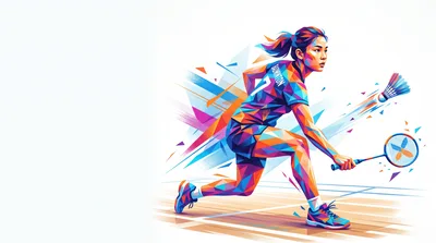 Low Poly Illustration Of A Female Badminton Player