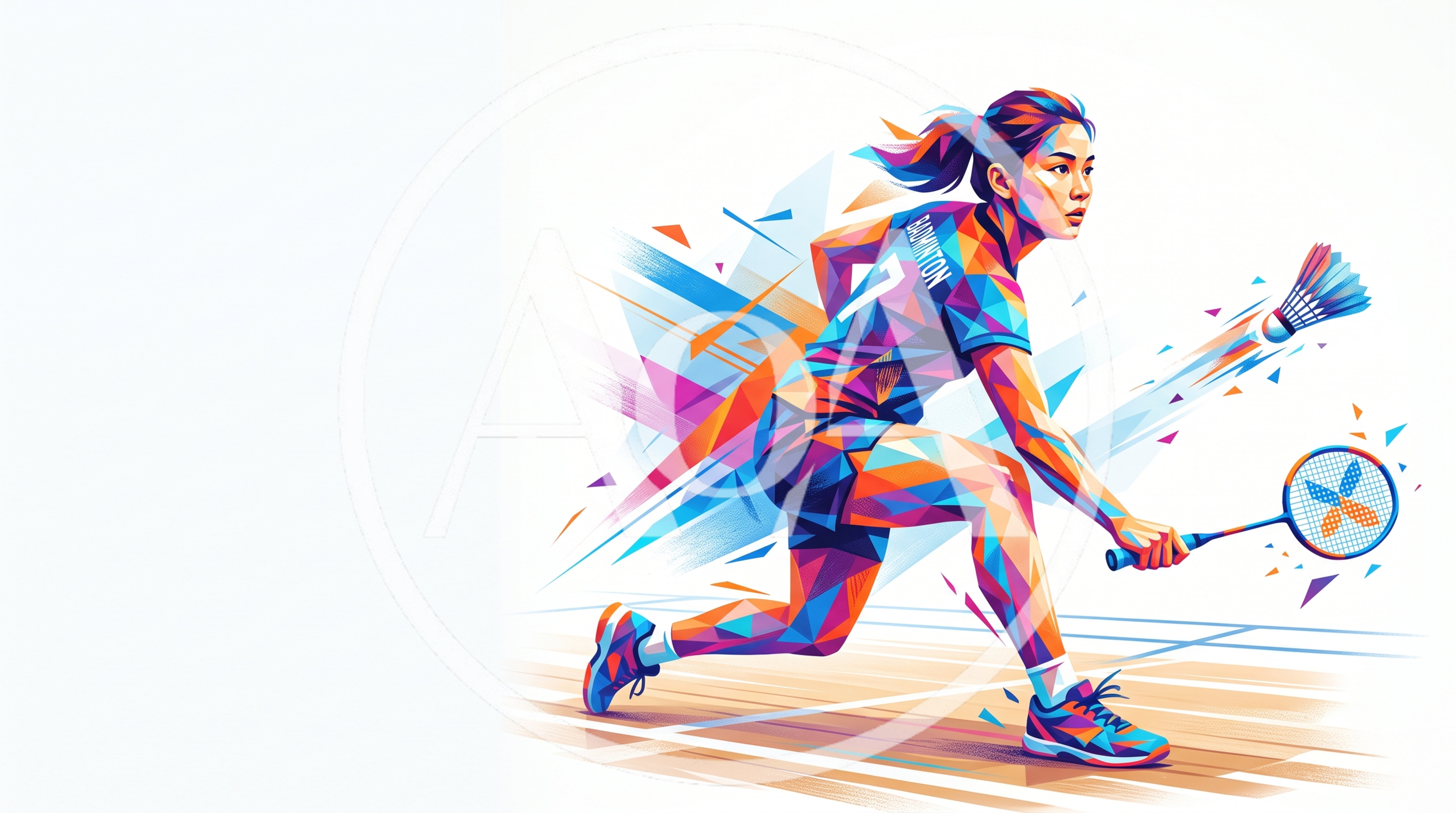 Low Poly Illustration Of A Female Badminton Player