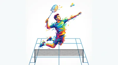 Low Poly Geometric Illustration Of A Badminton Player