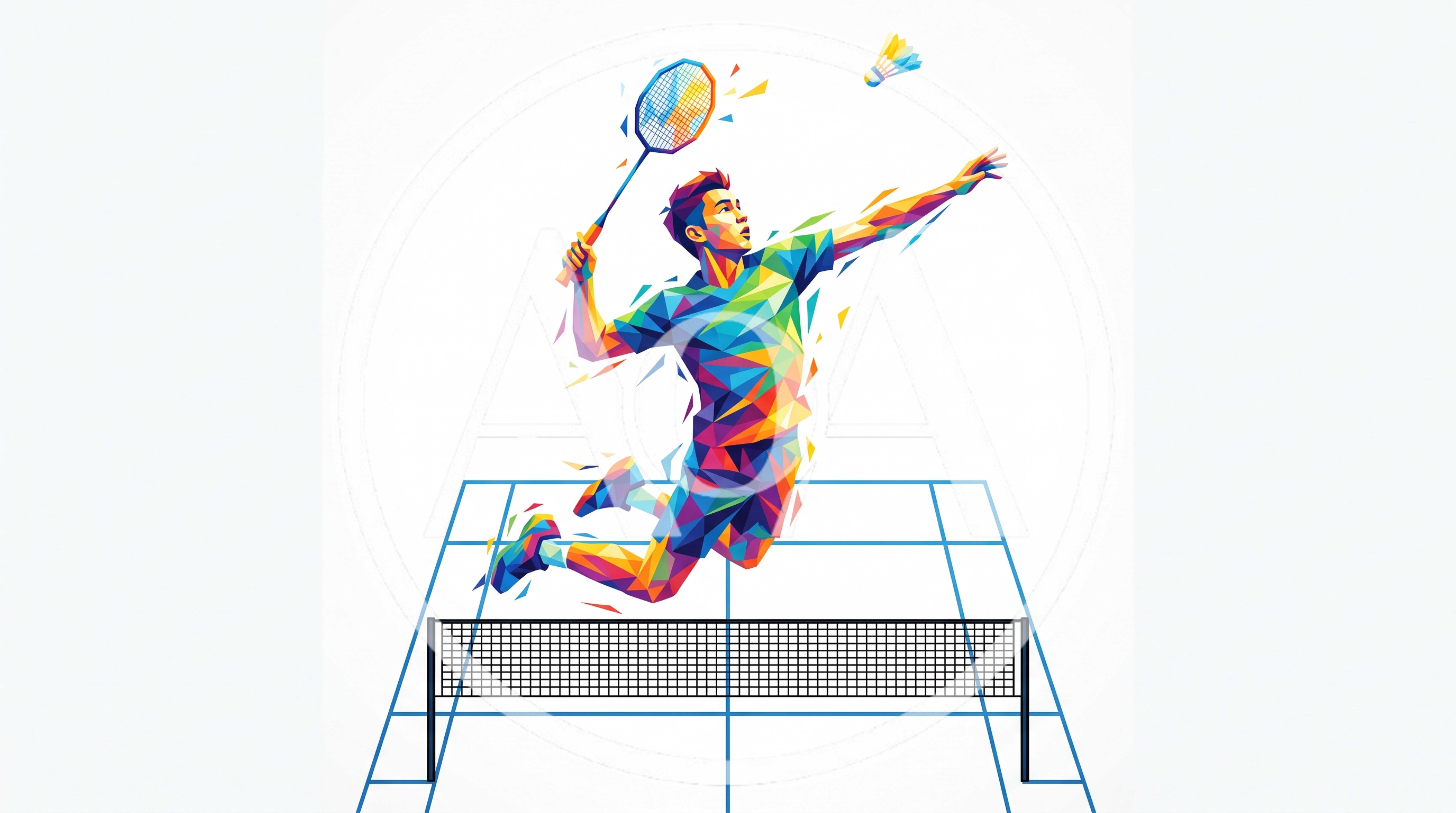 Low Poly Geometric Illustration Of A Badminton Player