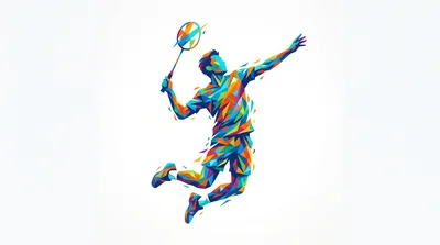 Low Poly Geometric Illustration Of A Badminton Player