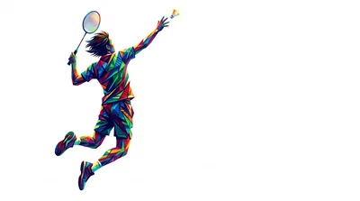 Colorful Geometric Low Poly Badminton Player