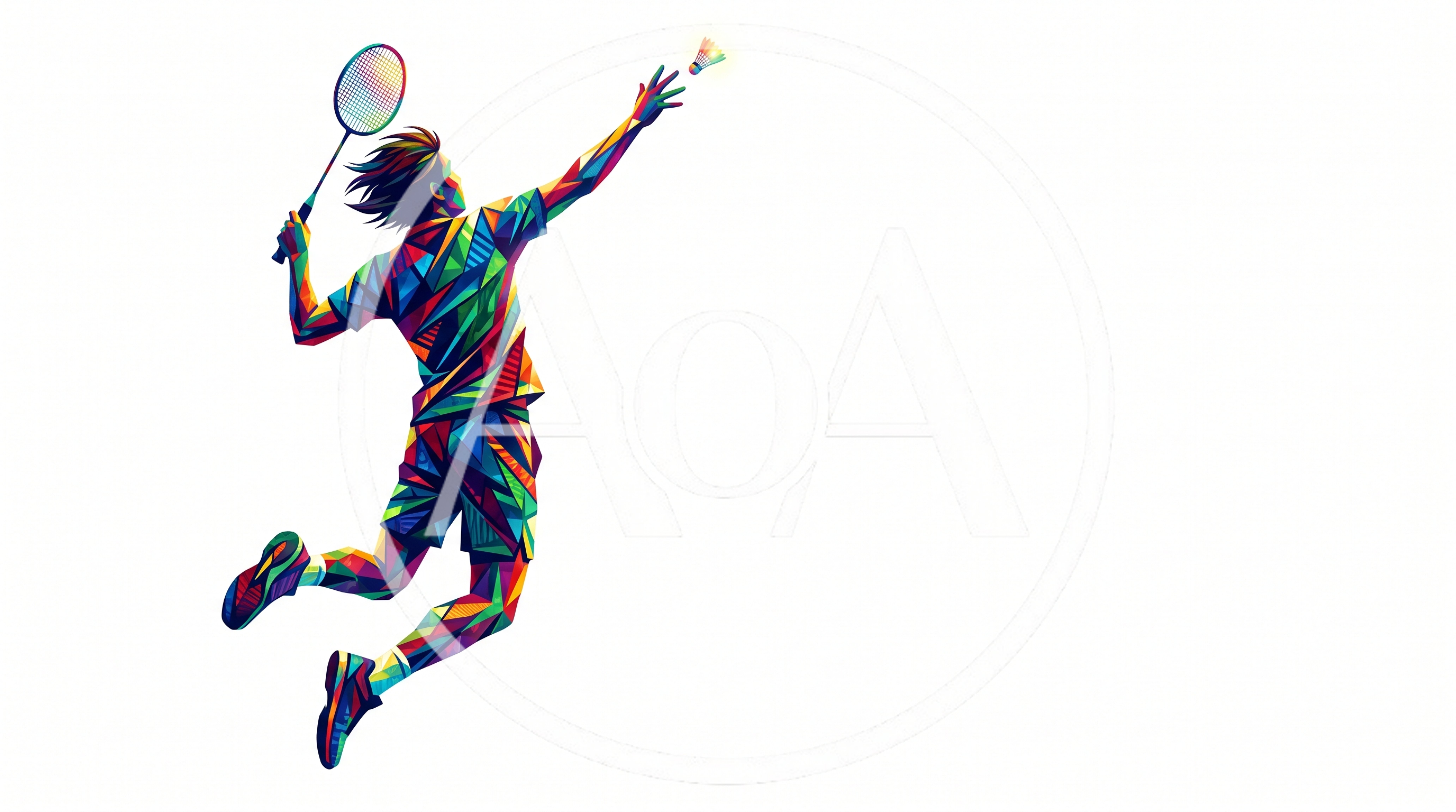 Colorful Geometric Low Poly Badminton Player