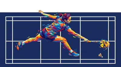 Low Poly Illustration Of A Female Badminton Player