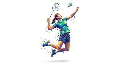 Low Poly Geometric Illustration Of A Badminton Player