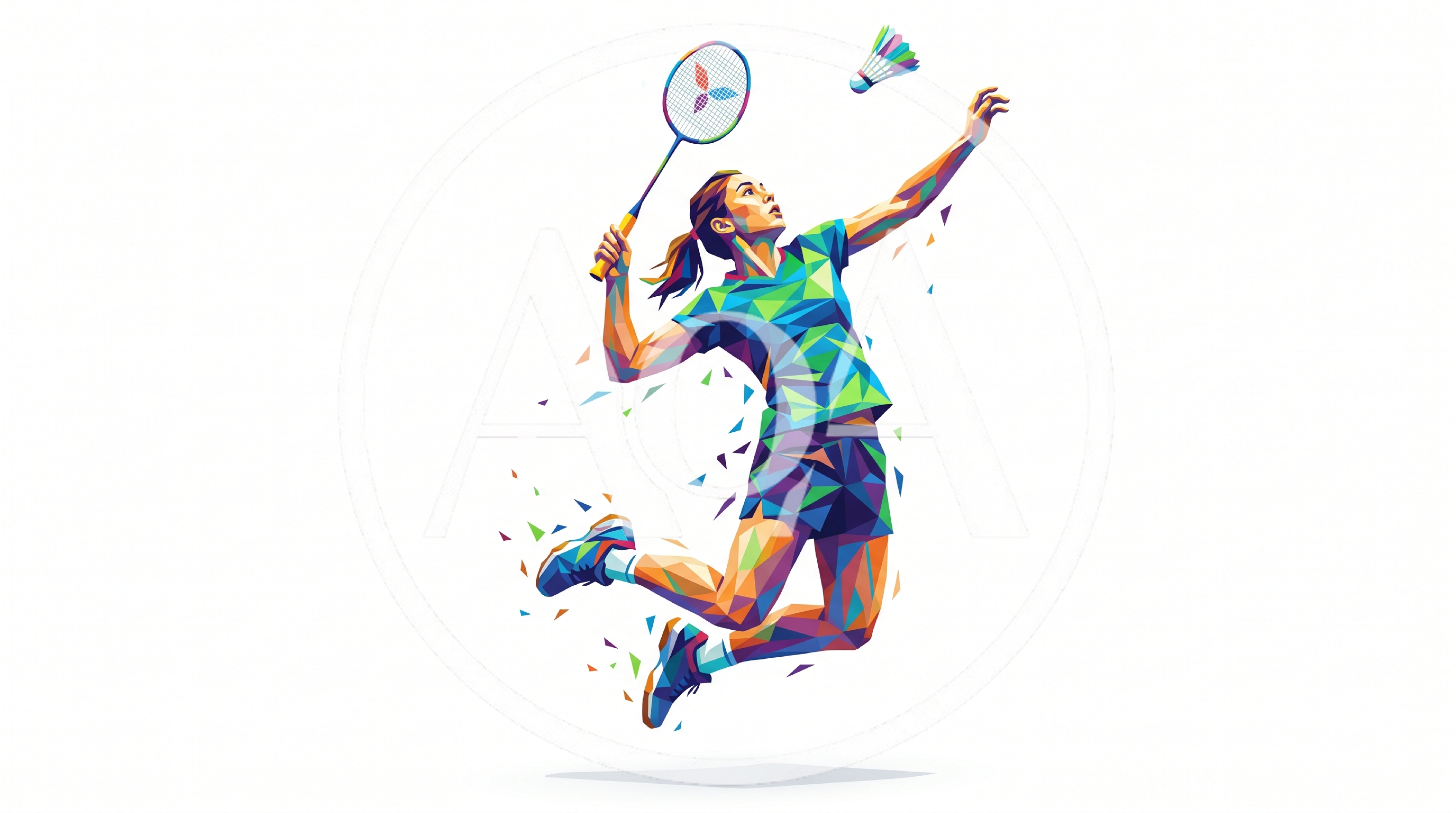 Low Poly Geometric Illustration Of A Badminton Player