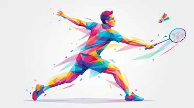 Low Poly Geometric Illustration Of A Badminton Player