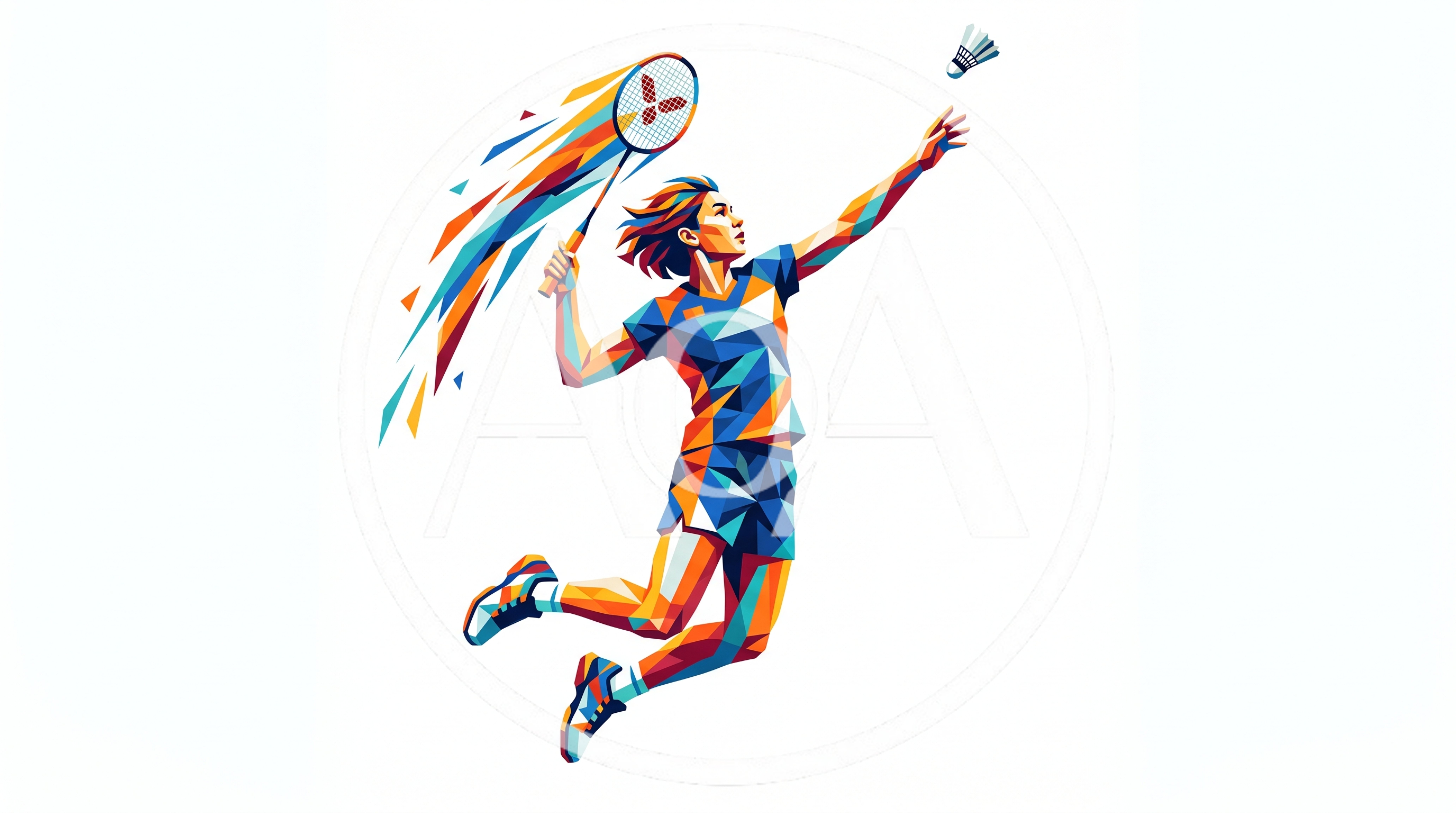 Low Poly Geometric Illustration Of A Badminton Player
