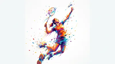 Abstract Colorful Illustration Of A Badminton Player