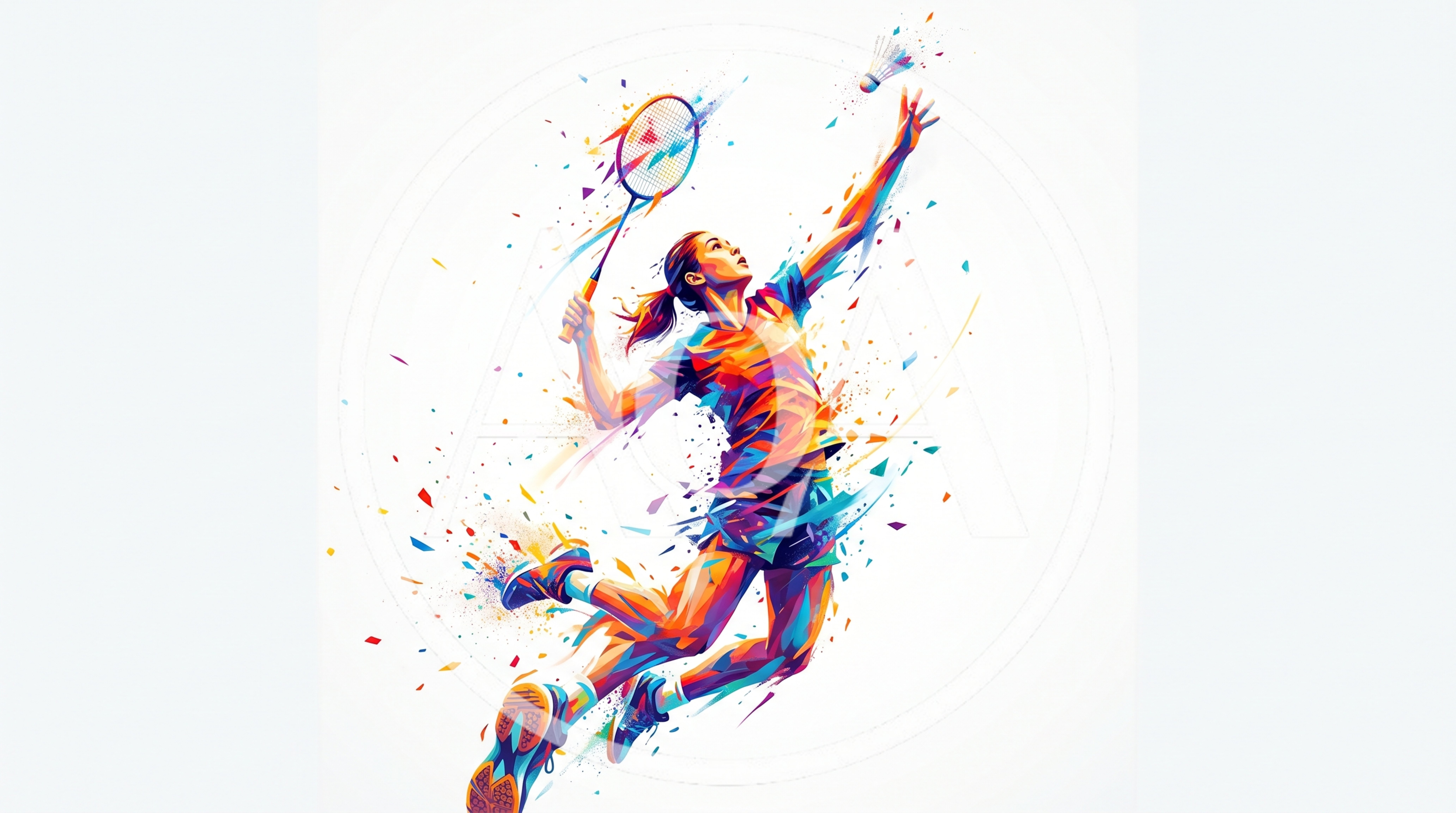 Abstract Colorful Illustration Of A Badminton Player
