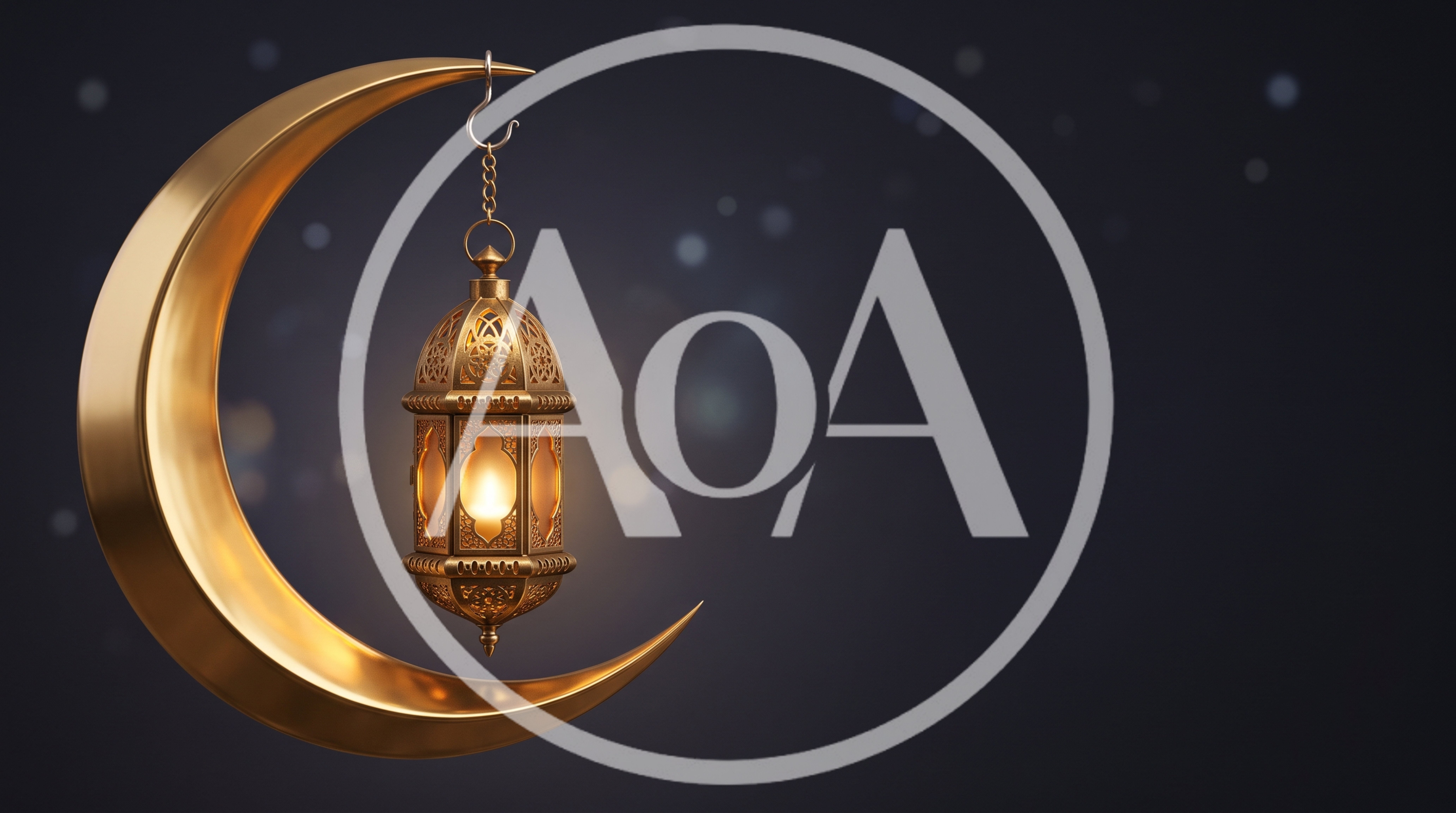 Golden Crescent Moon With Hanging Decorative Lantern