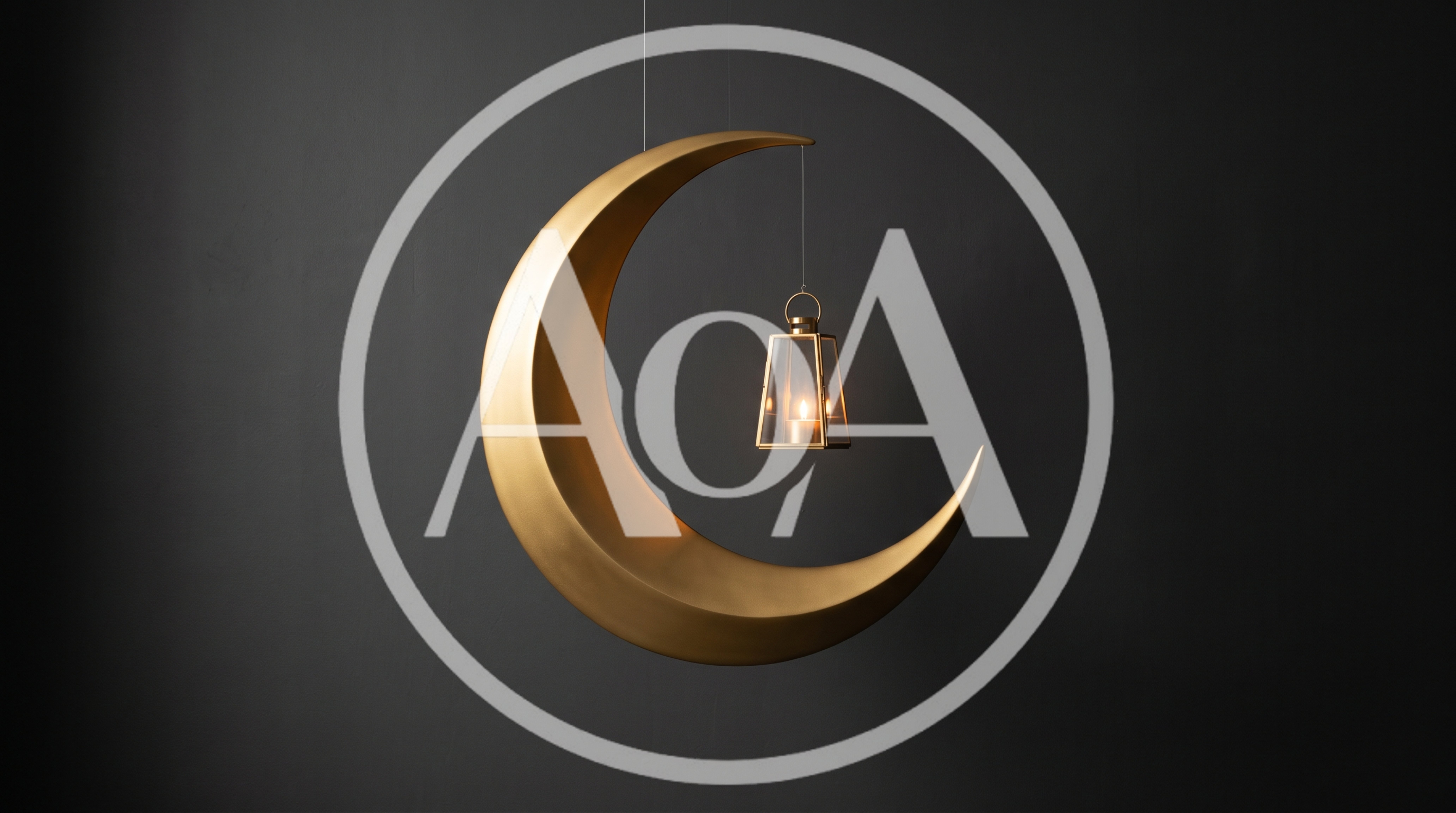 Golden Crescent Moon With Hanging Lantern