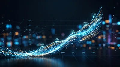 Digital Data Growth Chart With Glowing Particles