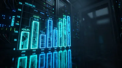 Digital Bar Chart Displaying Financial Growth Data