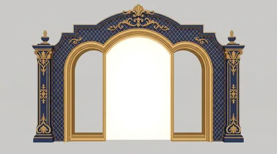 Ornate Triple Archway With Gold And Blue Detailing