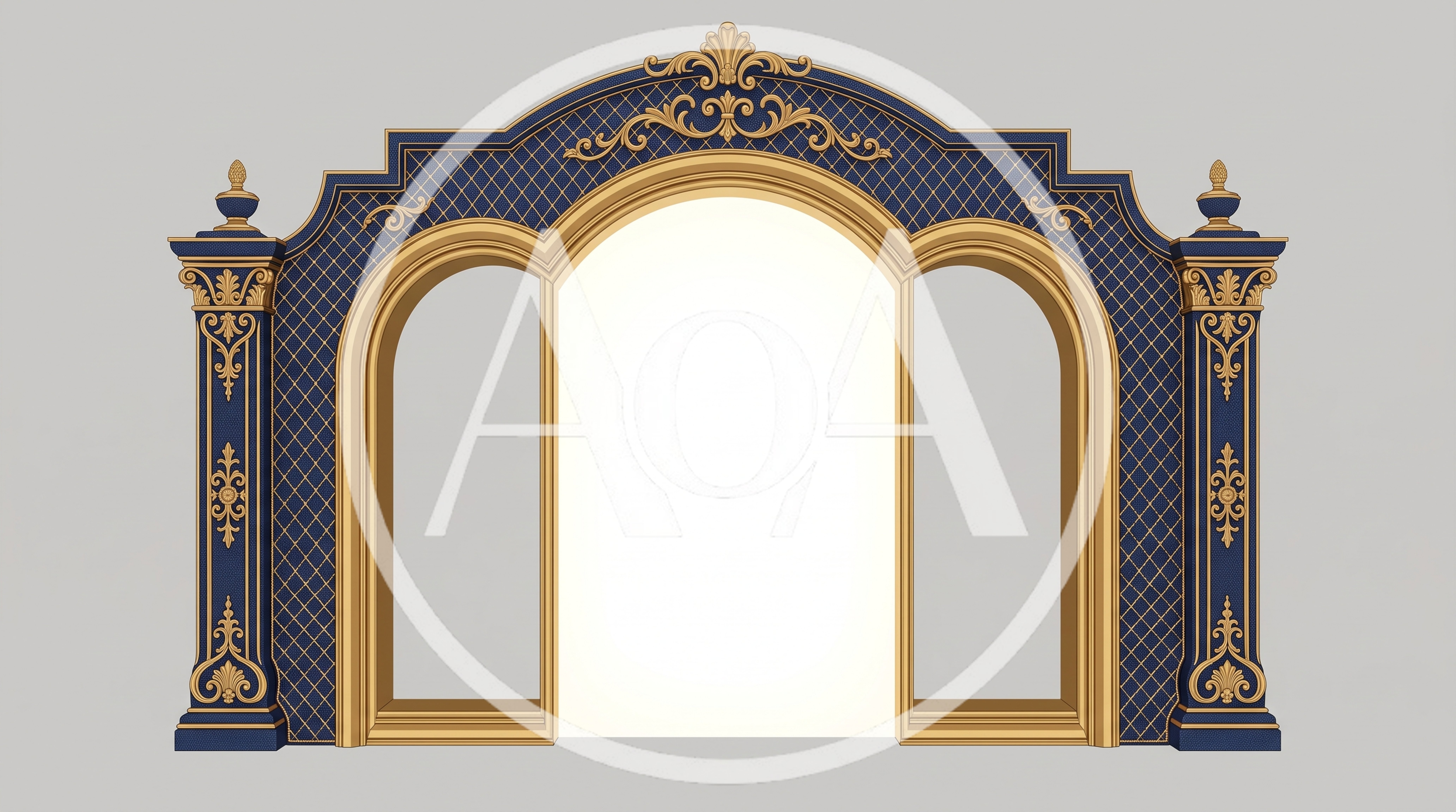 Ornate Triple Archway With Gold And Blue Detailing