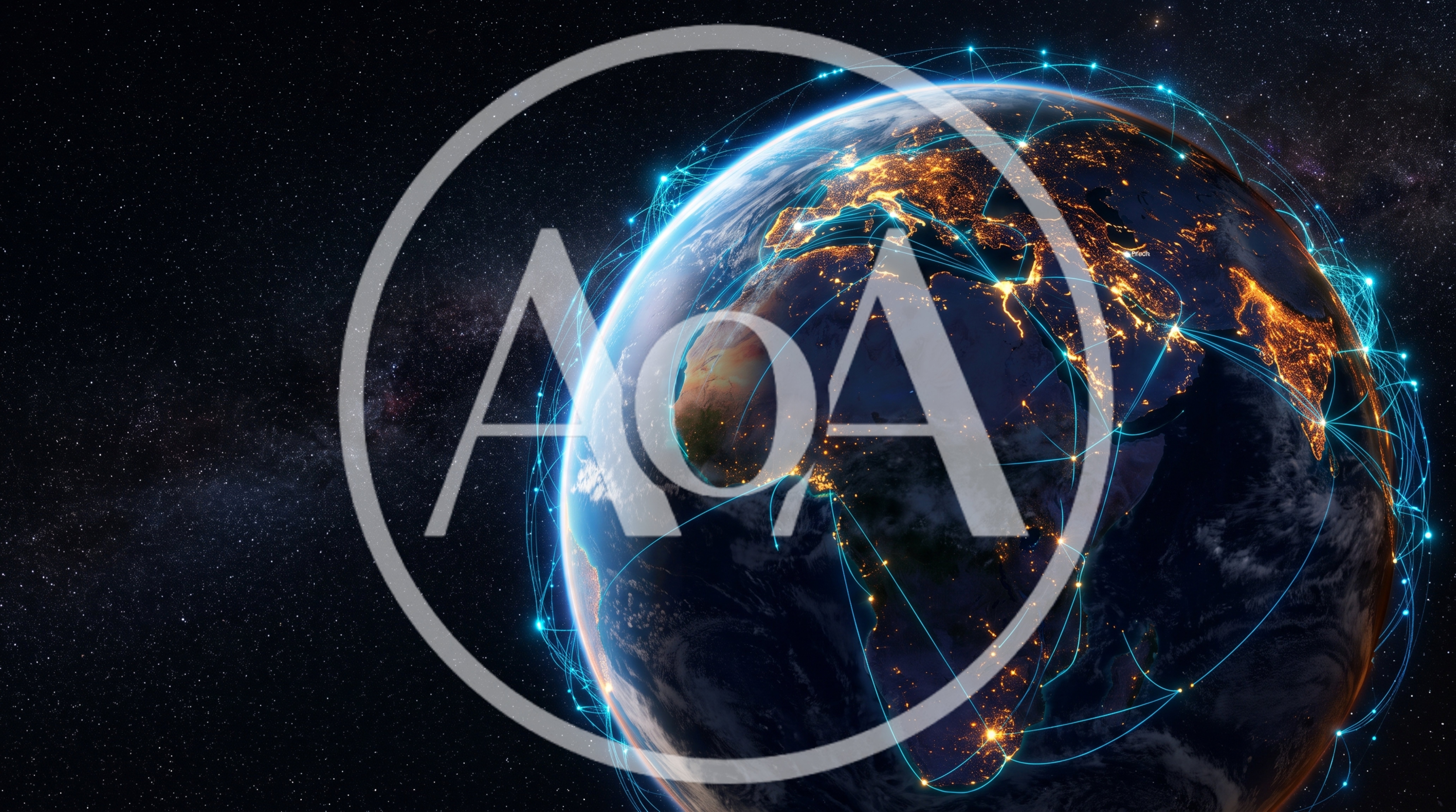 Digital Global Network Connections Over Earth At Night
