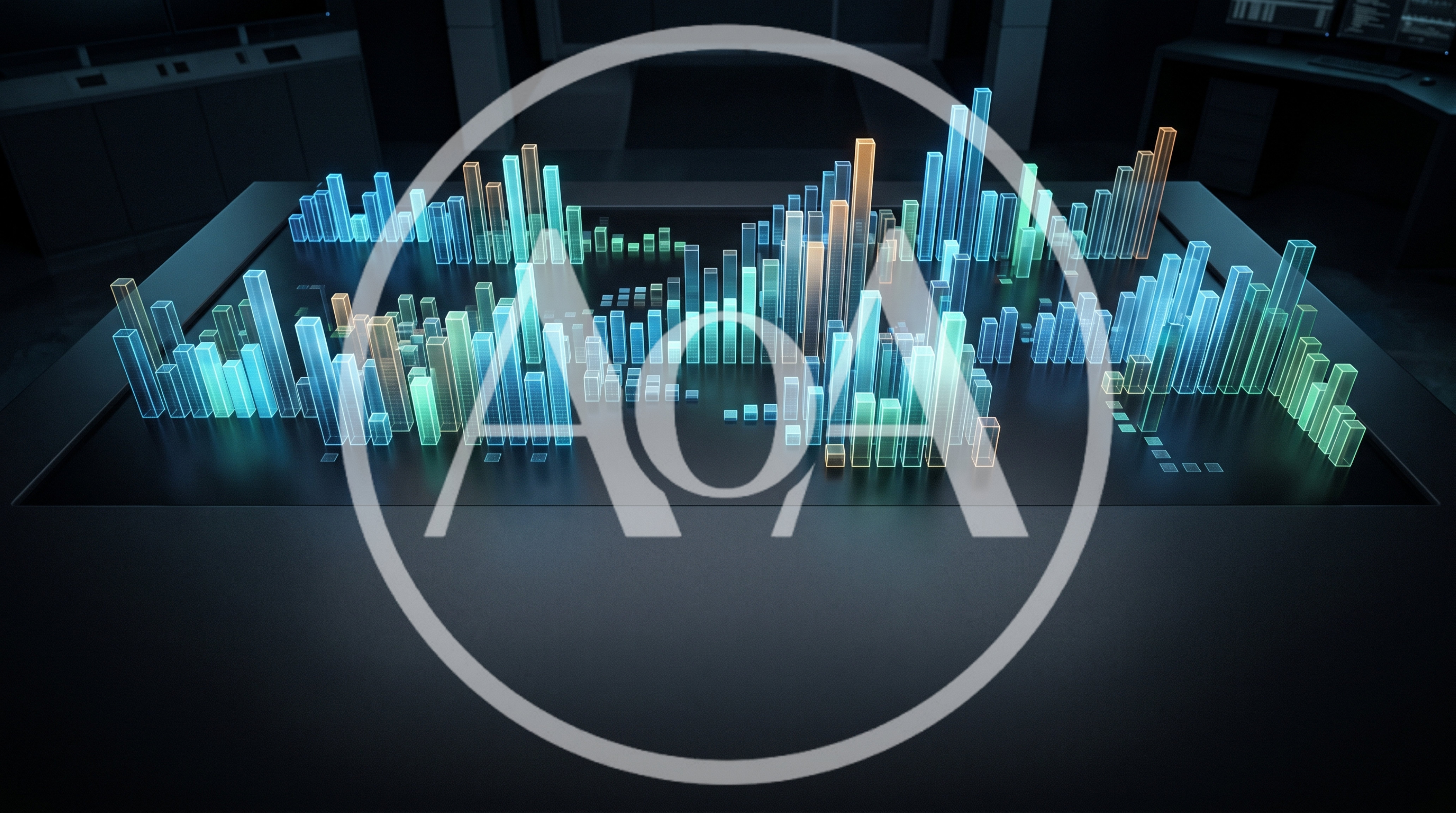 Digital 3D Bar Graph Data Visualization
