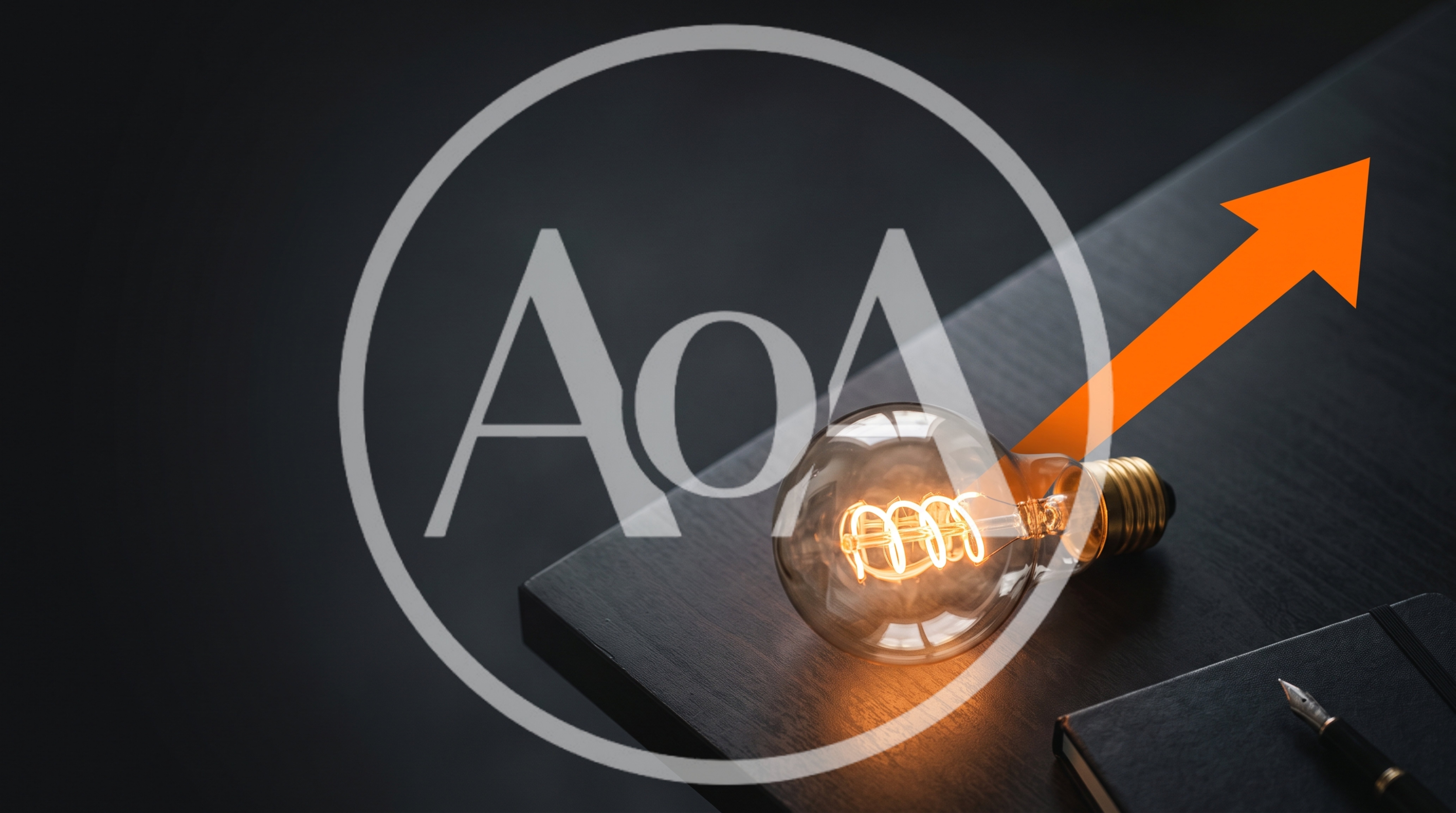Glowing Light Bulb With Upward Trending Orange Arrow