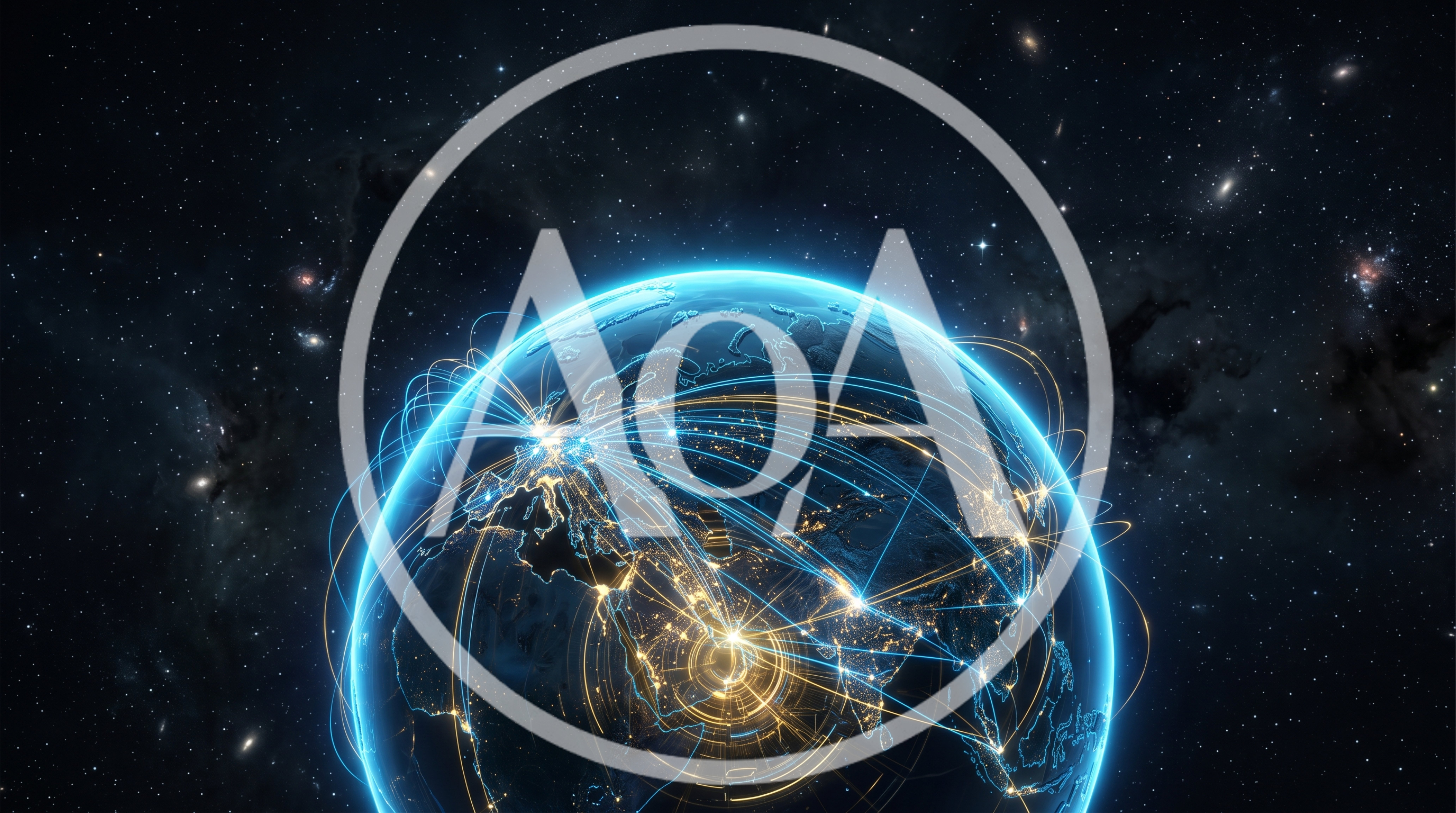 Digital Global Network Connections Over Earth
