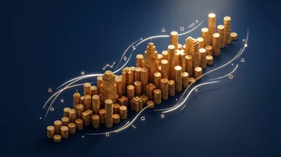 Gold Coin Stacks Forming A Financial Cityscape