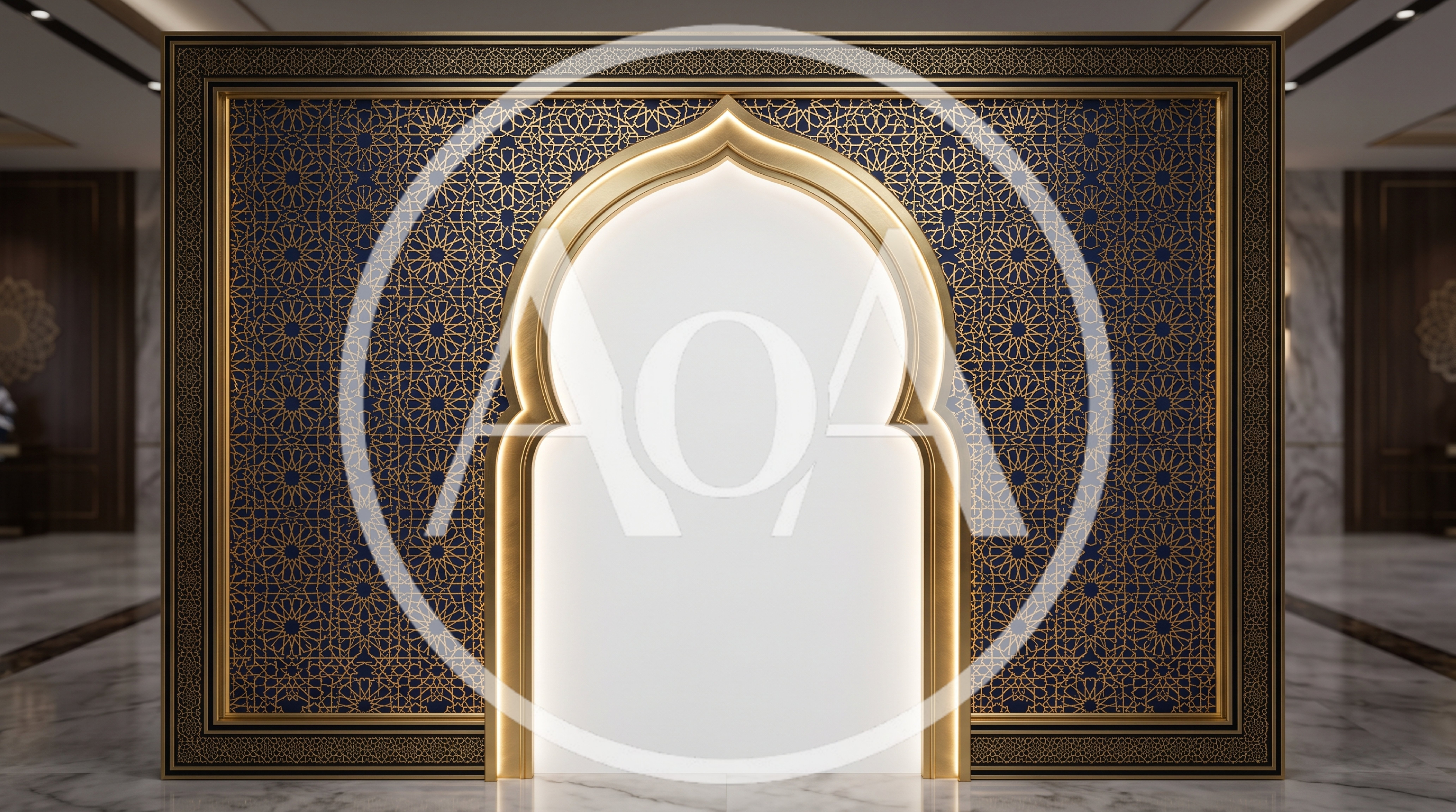 Elegant Islamic Archway Backdrop With Intricate Geometric Patterns